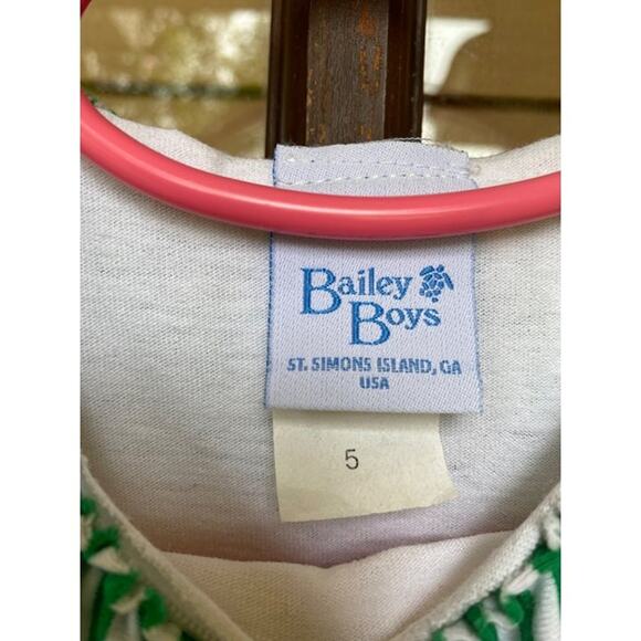Bailey Boys Pumpkin Embroidered Dress With Green Striped Ruffle Trim Size 5 - Picture 3 of 4